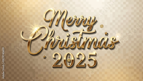 Elegant Gold 'Merry Christmas 2025' Wishes on Gradient Background