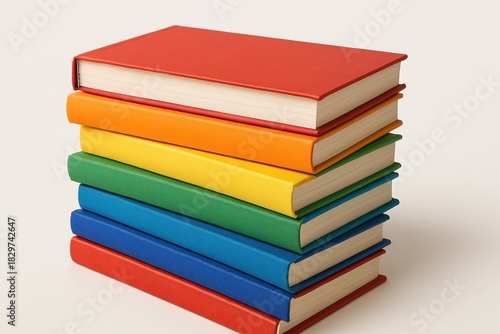 Wallpaper Mural The photo shows a bright stack of books in various colors on a white background, creating a positive and inspiring mood. Torontodigital.ca