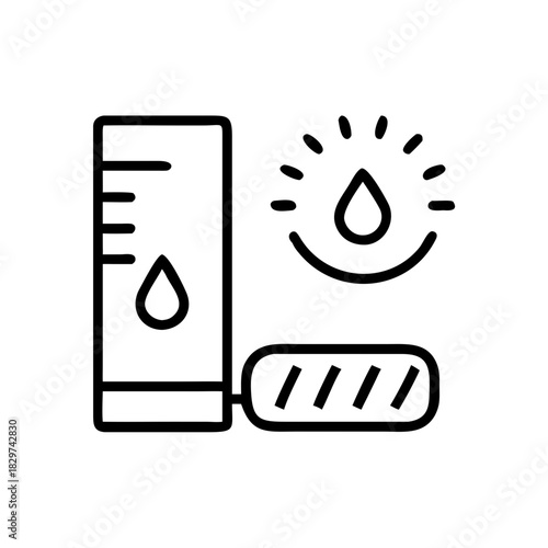 Dropper with measuring cylinder and droplets symbolizing daily routine  