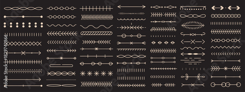 Collection of decorative design elements with chains, frames, and borders
