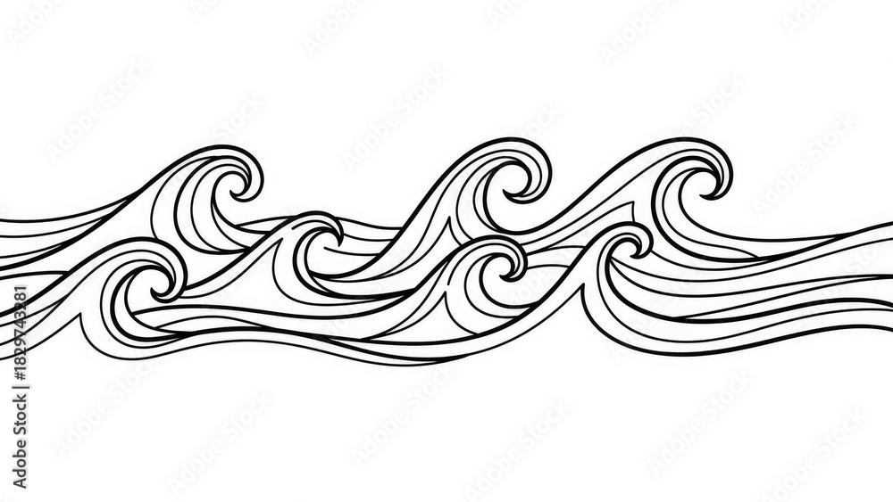 Fototapeta premium Elegant black and white wave design ideal for backgrounds, borders, and creative projects