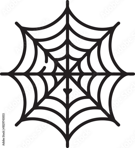 Spider web vector outline illustration for Halloween decorations and spooky themed marketing materials