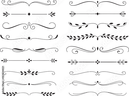 Decorative Divider Collection of Floral Ornaments and Lines