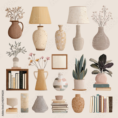 Aesthetic Minimal Home Decor Element Pack for Room Makeover Graphics