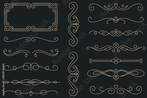 Sophisticated set of calligraphic design elements borders, frames, and dividers