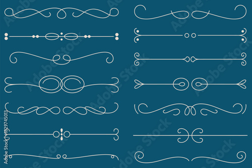 Collection of vintage decorative calligraphic text dividers and flourishes