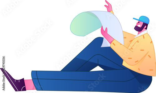 Human figure sitting pose, vector flat gradient illustration from the internet
