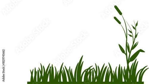 Simple Illustration of Green Grass Blades Nature Border Element.
​ green grass, border, nature, simple illustration, field, meadow, spring, summer, design element, footer, foliage, lawn, isol