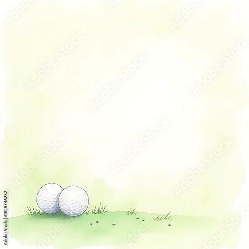 Golf Balls Green Field Background