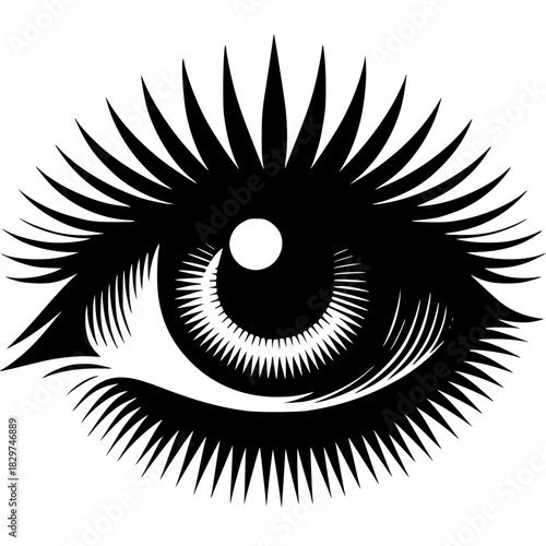 Human eye vector illustration with detailed iris and eyelashes