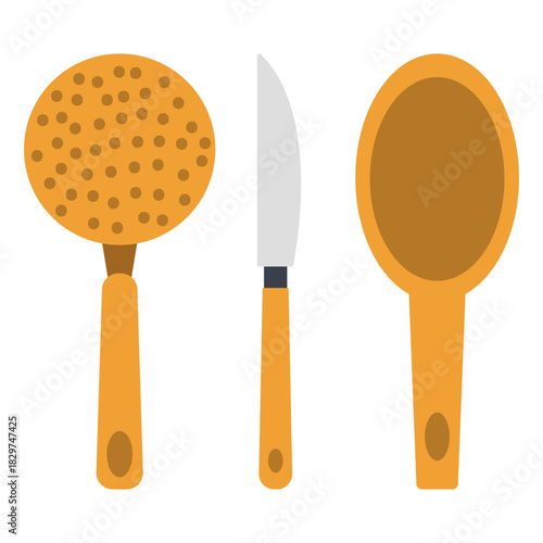 Skimmer Knife and Ladle Illustration