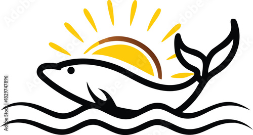 wheel fish in the water jumping sea