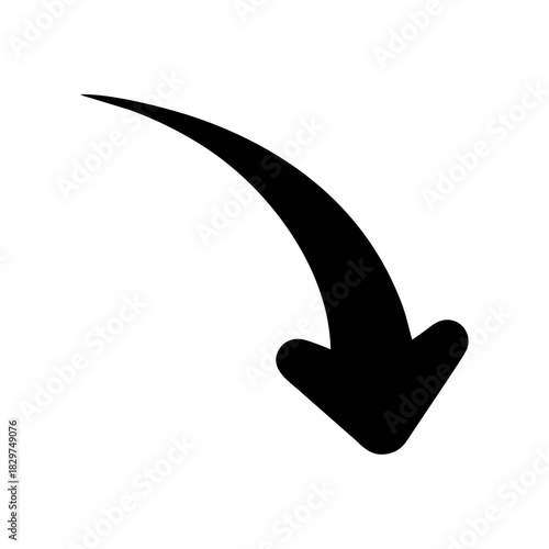 Black Curved Arrow Pointing Downwards.