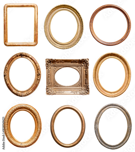 set of various oval pictute frames cutout