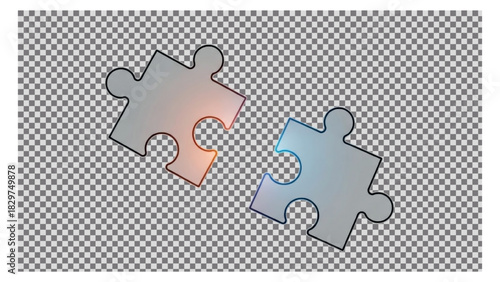 Abstract Two Puzzle Pieces Icon: Solution, Connection, and Teamwork Concept.