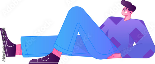 Human figure sitting pose, vector flat gradient illustration from the internet
