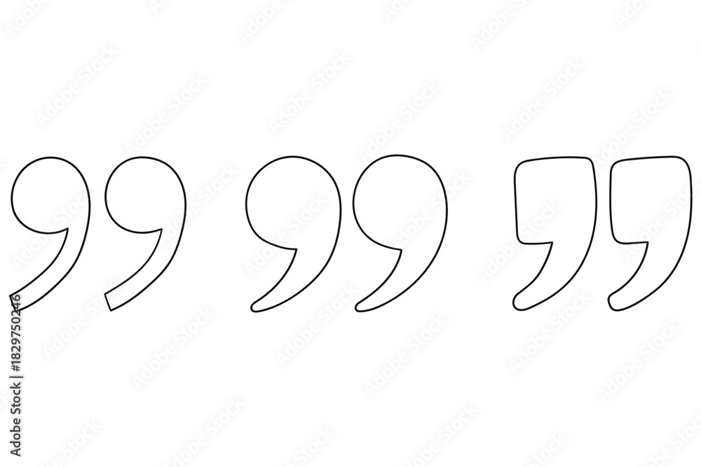 Obraz premium Hand-drawn doodle set of quotation marks on a white background.
