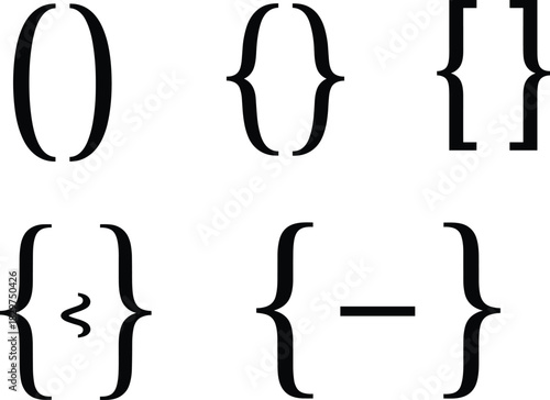 Mathematical and Coding Brackets Punctuation Set Vector