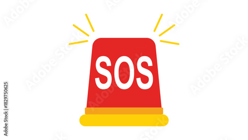 Red SOS emergency warning light flashing with distress signal.