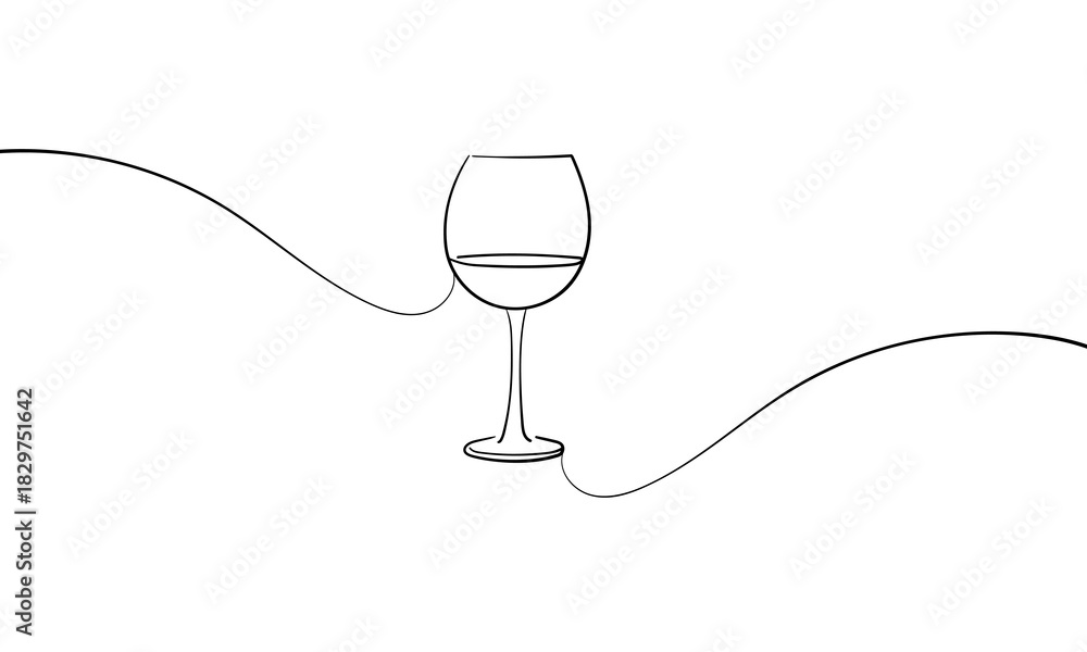 Obraz premium Continuous line wine cheers one line art, continuous drawing contour. Cheers toast festive decoration for holidays. Vector illustration 