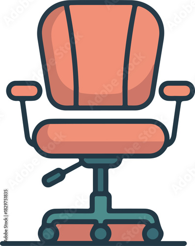 Vector illustration of an ergonomic office chair with wheels and adjustable height lever for workspace comfort