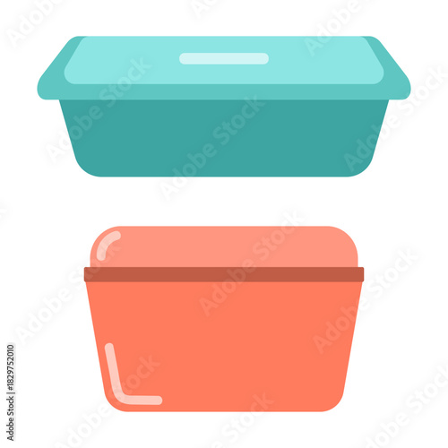 Two Colored Food Containers Illustration