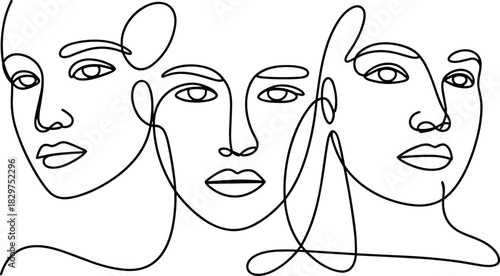 Vector illustration of a man's face and profile with sketch style hair and eyes for fashion and beauty design