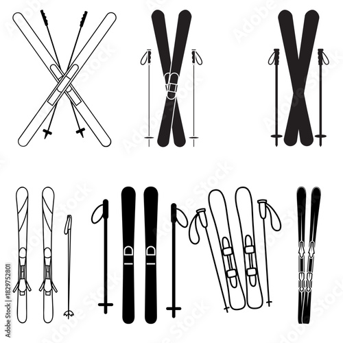 Set of Ski Silhouettes
