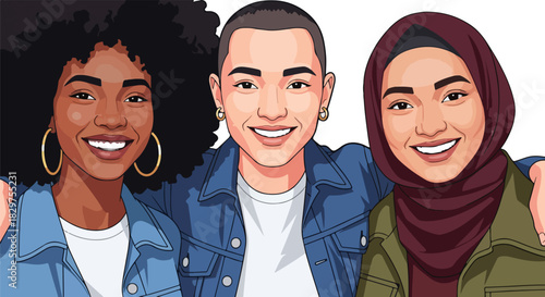 Diverse group of young friends embracing diversity and friendship