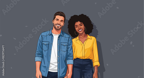Happy couple standing together, representing love and companionship