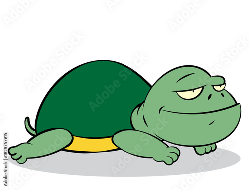 Lazy Turtle sunbathing doodle vector. Best for Summer Stickers, Beach Logos, and Holiday Mascots.
