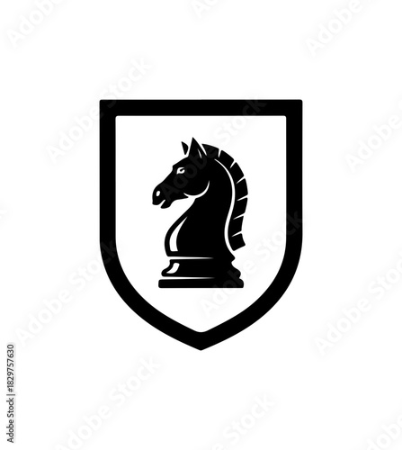 Elegant knight chess piece emblem for sophisticated branding, strategic design, and power symbol