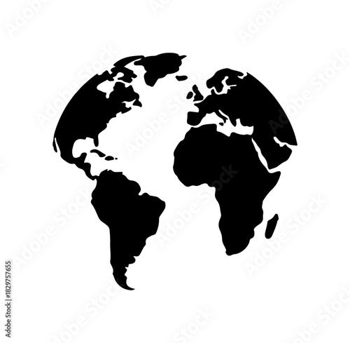 Modern globe icon highlighting Europe and Africa for global business expansion concepts