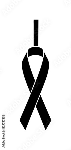 Elegant black mourning ribbon symbolizing remembrance, loss, and solidarity for social media needs