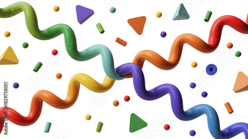 Colorful wavy lines and geometric shapes a vibrant abstract design ideal for backgrounds and modern pr