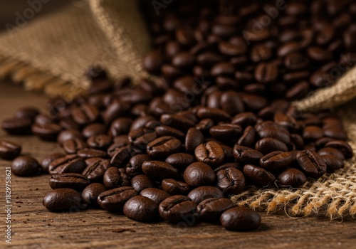 Close-up shot of roasted coffee beans showcasing rich texture and aroma.