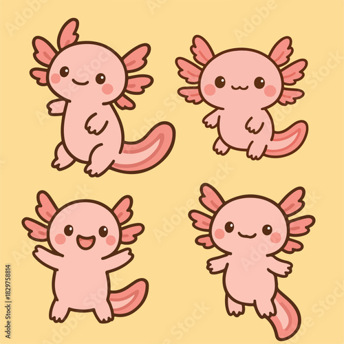 Kawaii Axolotl Cliparts