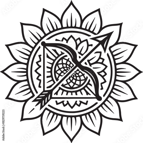 Sagittarius Sunflower Mandala Archer Petal Star.eps