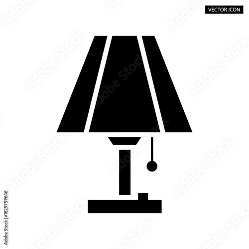 Table Lamp Icon – Minimalist Desk Light Outline Illustration