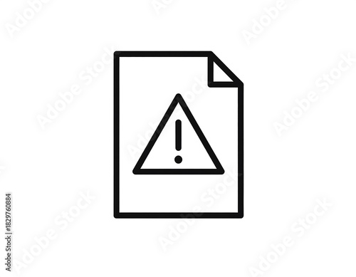 Simple black outline icon depicts a sheet of paper with the corner folded and a caution symbol Free Download Simple black outline icon depicts a sheet of paper with the corner folded and a caution symbol - GFXLoad