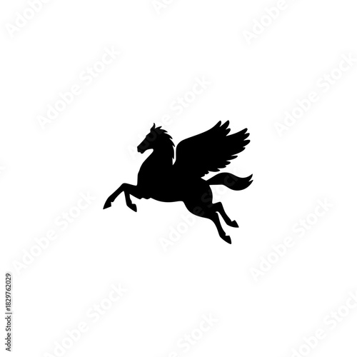 Mythical pegasus soaring flight, winged horse icon
