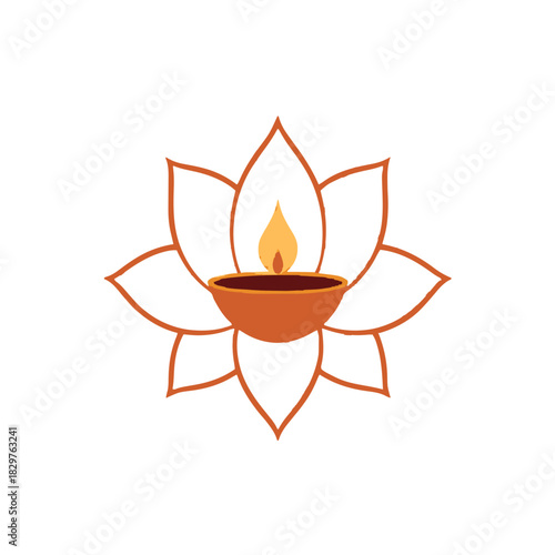 Diwali Lamp on Lotus Flower