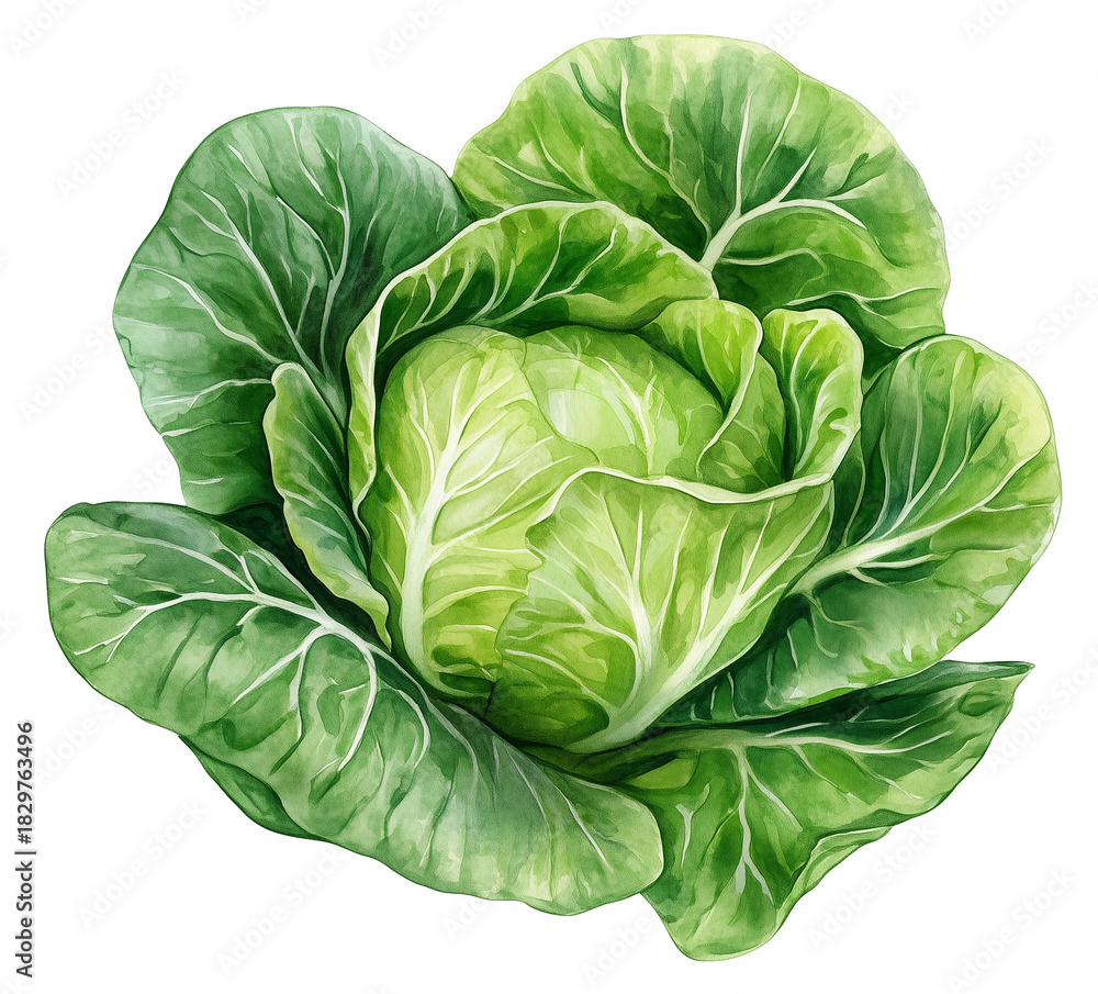 Fototapeta premium Chinese cabbage vegetable watercolor clipart.