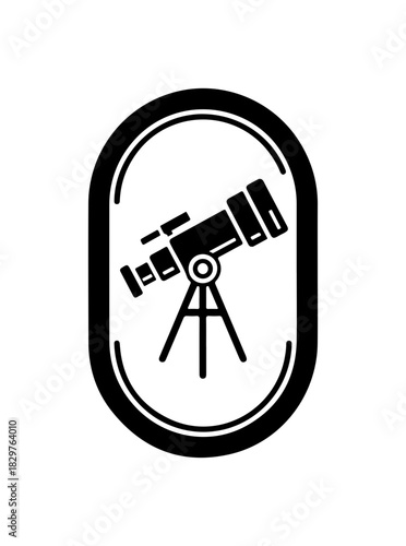 Telescope Icon in Oval Frame