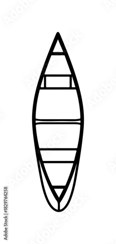 Sleek minimalist canoe outline for adventure tourism logo or nautical themed design element