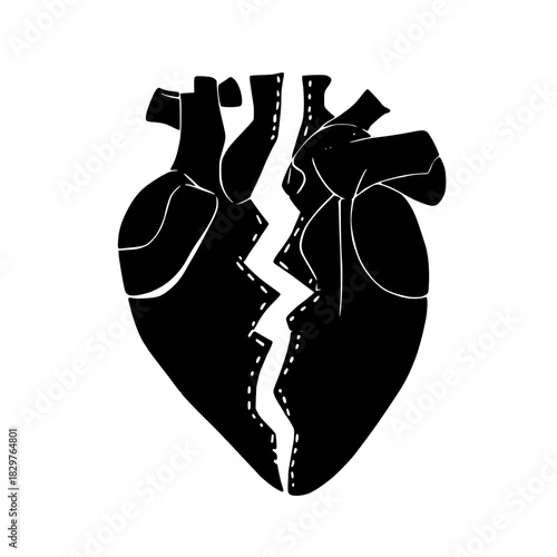 Broken heart graphic for love, loss, and sadness