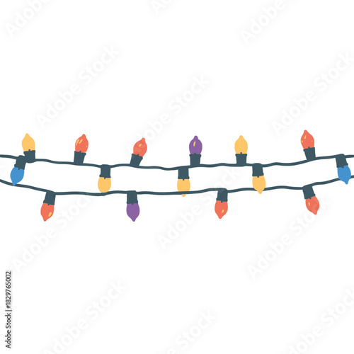 Colorful Holiday String Lights Illustration