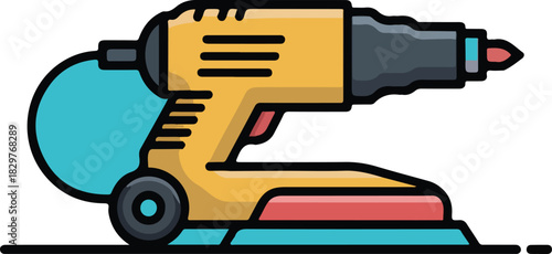 Yellow and black vector rotary tool for various crafting and repair projects on a dark background