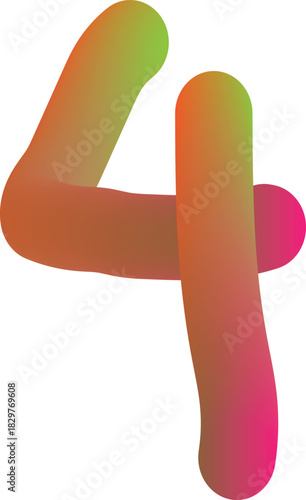 Colorful gradient 3d number four digit isolated on a white background design