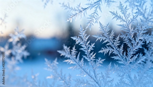 Wallpaper Mural Beautiful intricate frost patterns on a winter window pane Torontodigital.ca